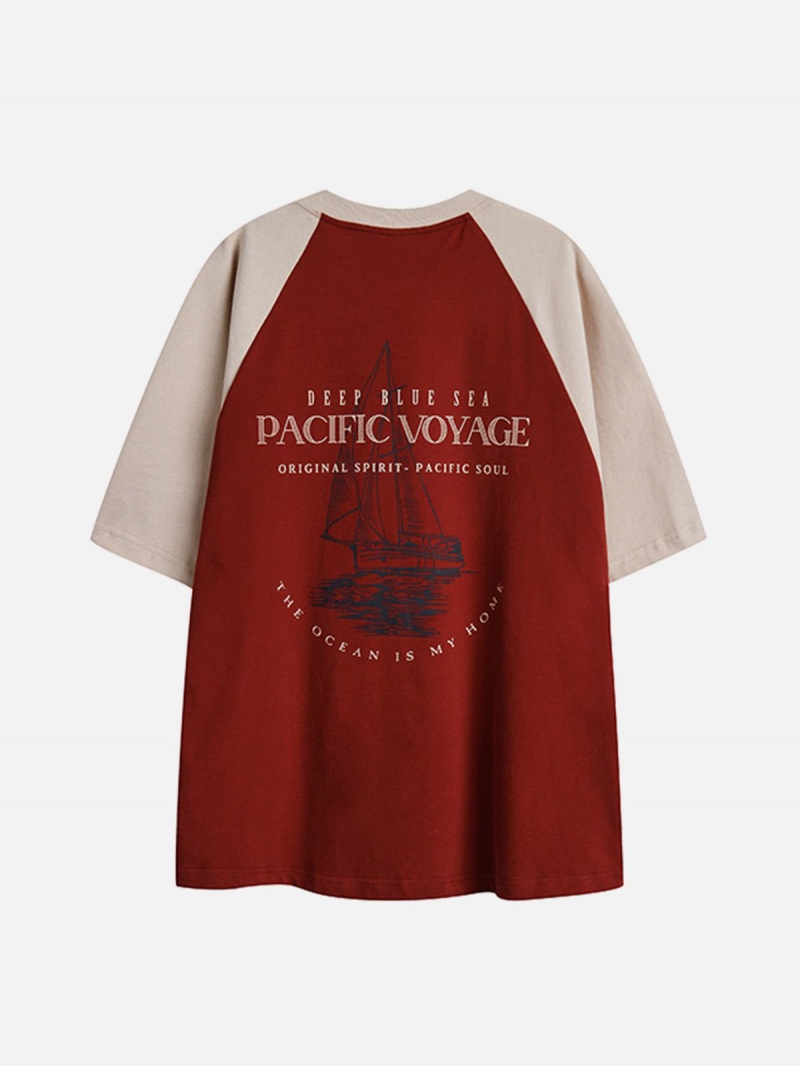 Rouge  T Shirts Aelfric Eden Pacific Voyage Print Raglan Tee - JKE-8788420